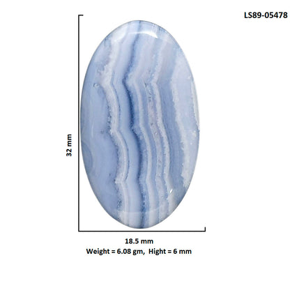 Blue Lace Agate 18.5x32x6 mm Oval Shape Polished Gemstone LS89-05478