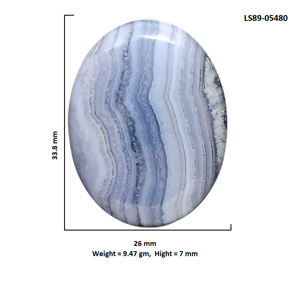 Blue Lace Agate 26x33.8x7 mm Oval Shape Polished Gemstone LS89-05480