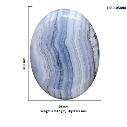 Blue Lace Agate 26x33.8x7 mm Oval Shape Polished Gemstone LS89-05480