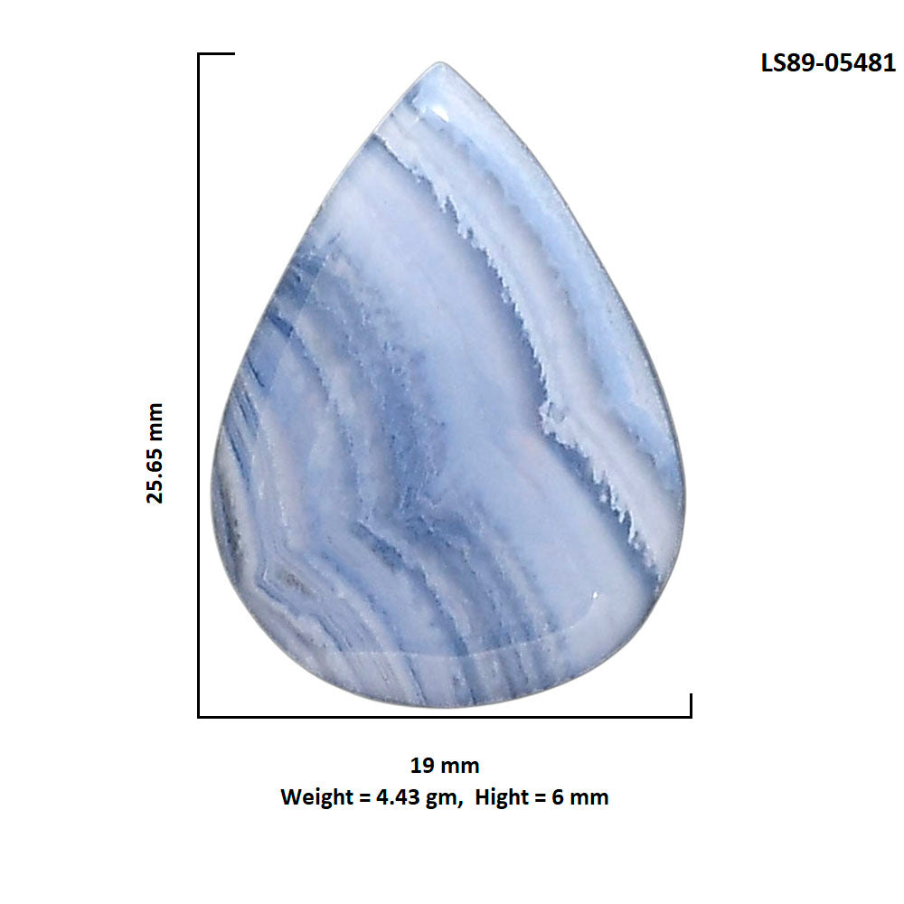 Blue Lace Agate 19x25.65x6 mm Pear Shape Polished Gemstone LS89-05481