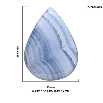 Blue Lace Agate 19x25.65x6 mm Pear Shape Polished Gemstone LS89-05481