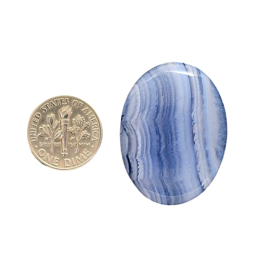 Blue Lace Agate 25x33.4x6 mm Oval Shape Polished Gemstone LS89-05485