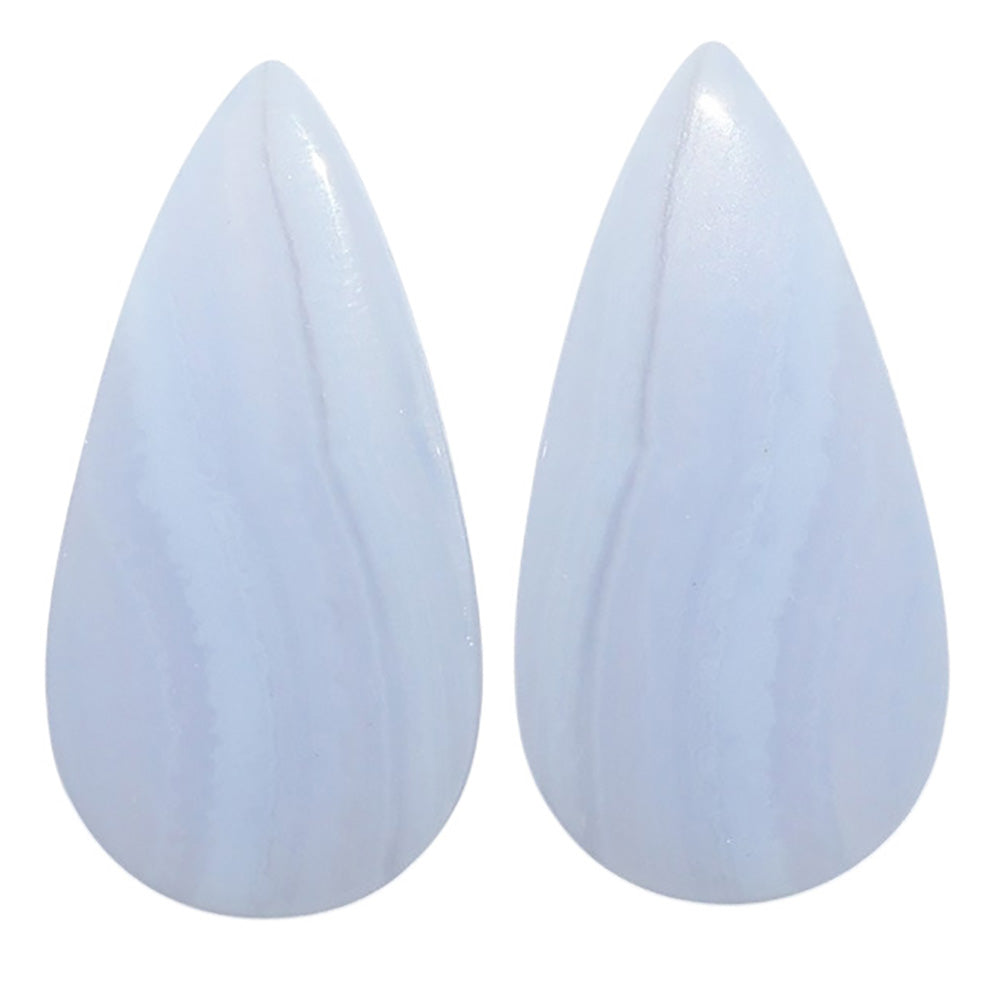 Blue Lace Agate Pair 14.3x28x4.4 mm Pear Shape Polished Gemstone LS89-07738