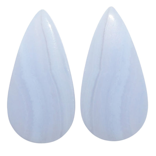 Blue Lace Agate Pair 14.3x28x4.4 mm Pear Shape Polished Gemstone LS89-07738
