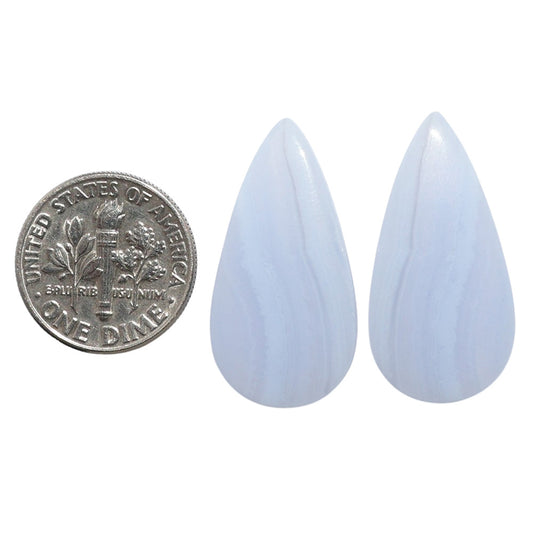 Blue Lace Agate Pair 14.3x28x4.4 mm Pear Shape Polished Gemstone LS89-07738