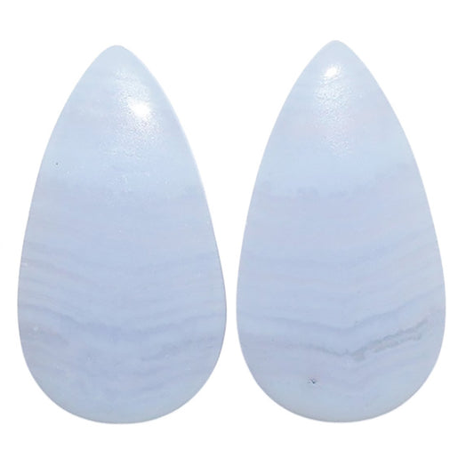 Blue Lace Agate Pair 12x21.9x4.5 mm Pear Shape Polished Gemstone LS89-07739