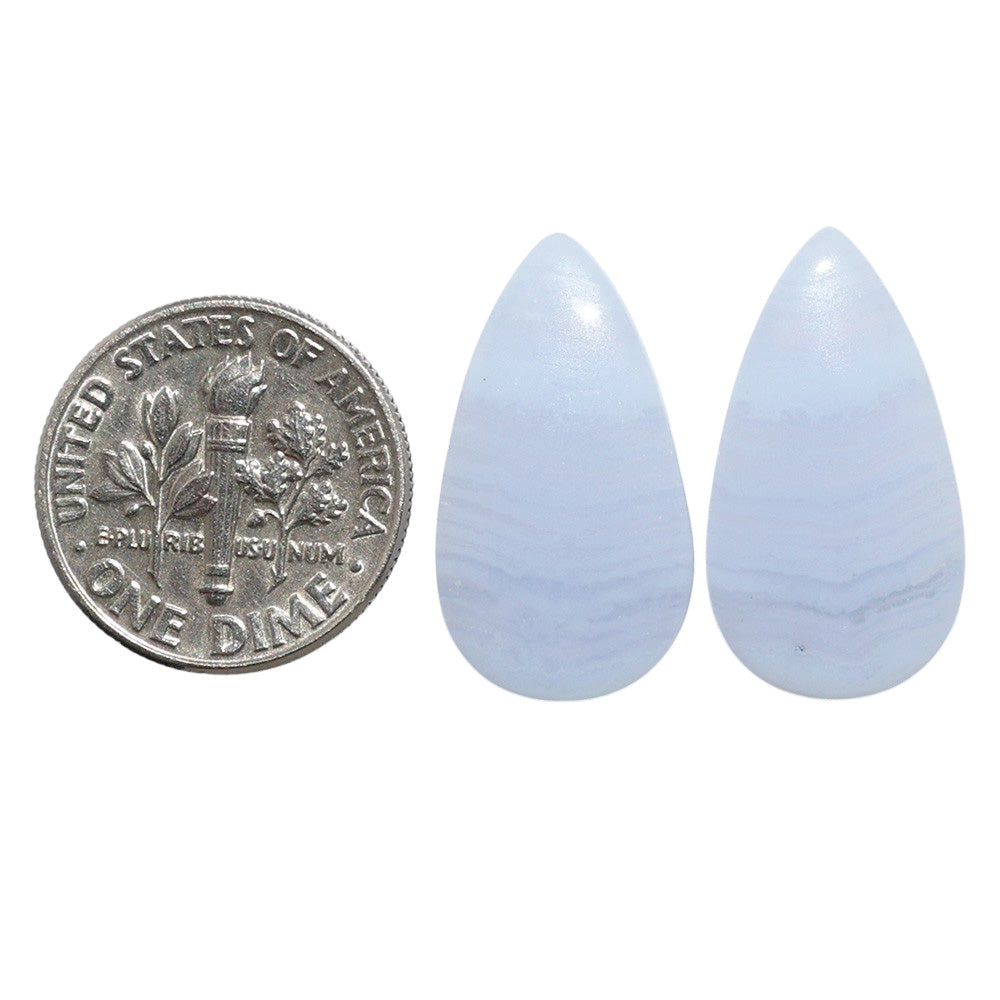 Blue Lace Agate Pair 12x21.9x4.5 mm Pear Shape Polished Gemstone LS89-07739