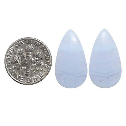 Blue Lace Agate Pair 12x21.9x4.5 mm Pear Shape Polished Gemstone LS89-07739