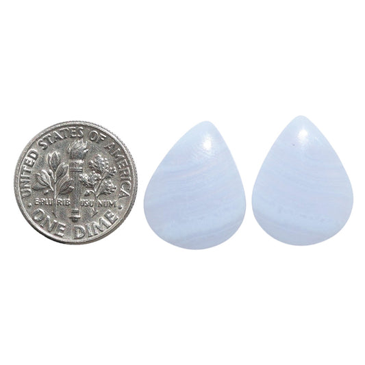 Blue Lace Agate Pair 14.5x18.4x4.3 mm Pear Shape Polished Gemstone LS89-07740