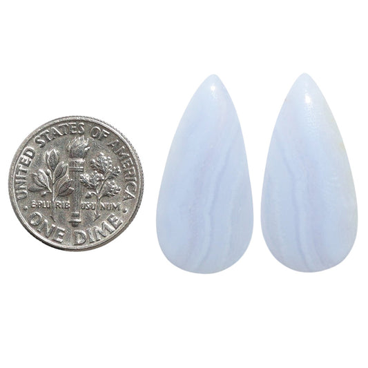 Blue Lace Agate Pair 12.7x25.9x4 mm Pear Shape Polished Gemstone LS89-07741