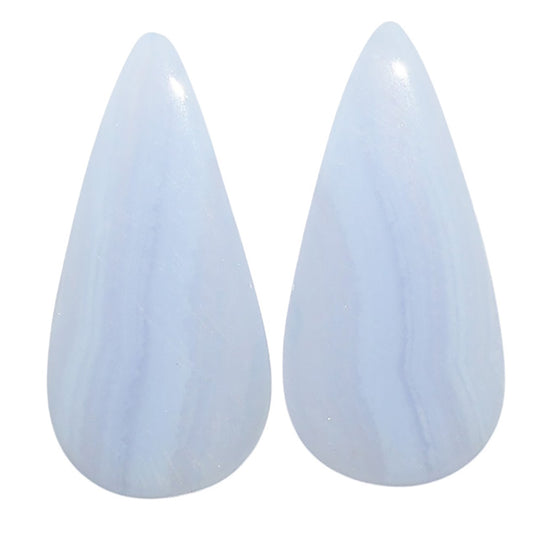 Blue Lace Agate Pair 13.5x28x4 mm Pear Shape Polished Gemstone LS89-07742