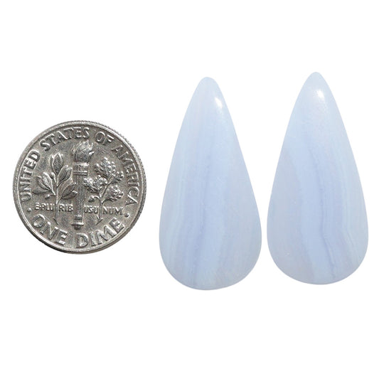 Blue Lace Agate Pair 13.5x28x4 mm Pear Shape Polished Gemstone LS89-07742