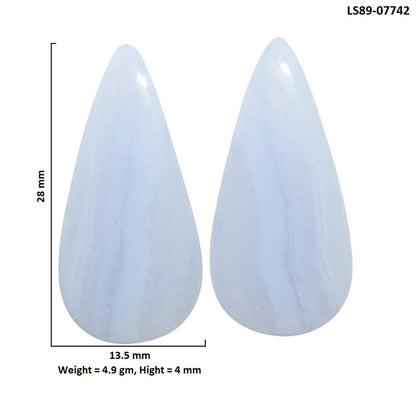Blue Lace Agate Pair 13.5x28x4 mm Pear Shape Polished Gemstone LS89-07742