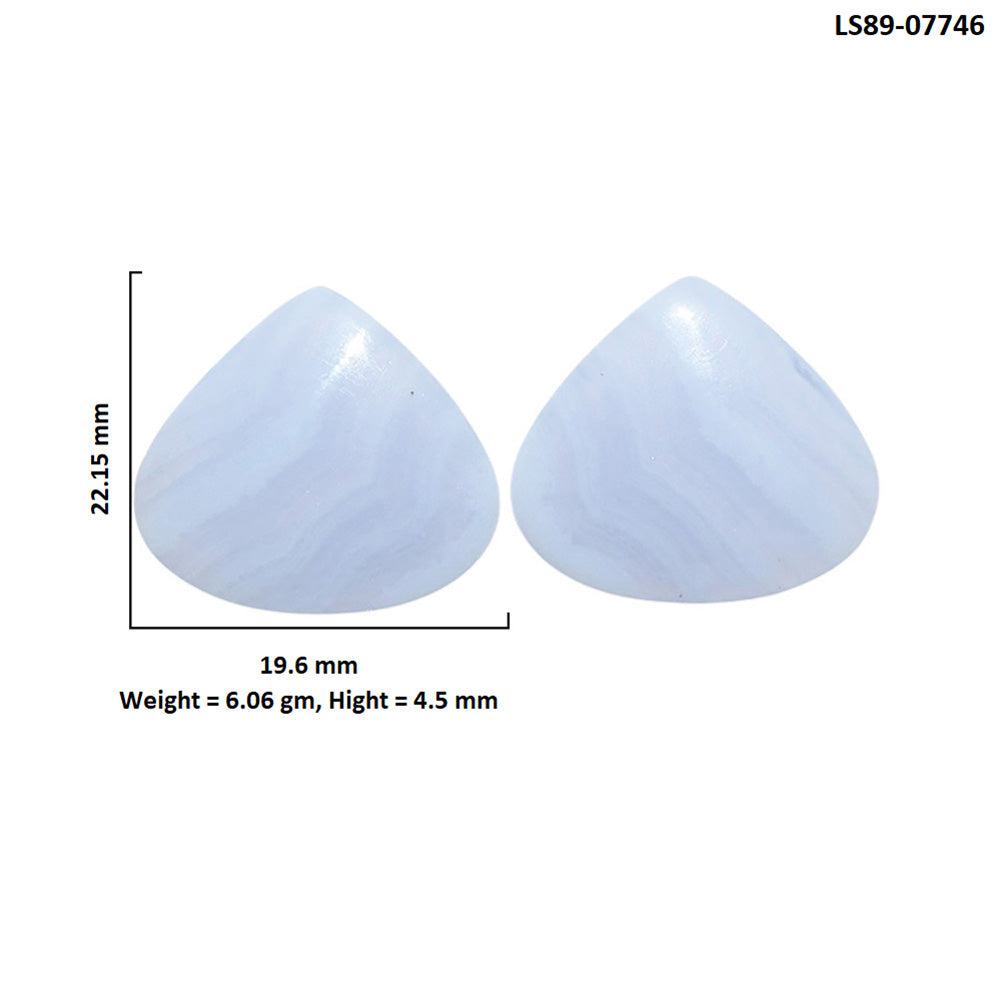 Blue Lace Agate Pair 19.6x22.15x4.5 mm Heart Shape Polished Gemstone LS89-07746