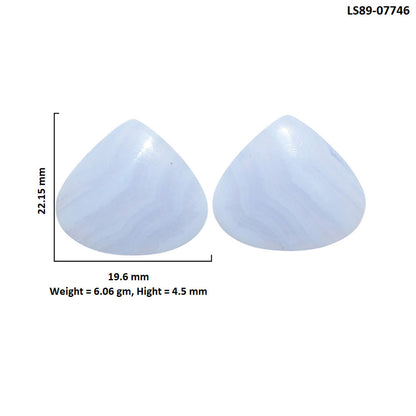 Blue Lace Agate Pair 19.6x22.15x4.5 mm Heart Shape Polished Gemstone LS89-07746