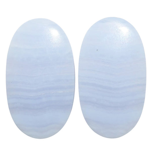 Blue Lace Agate Pair 13.4x23.5x4.5 mm Oval Shape Polished Gemstone LS89-07748