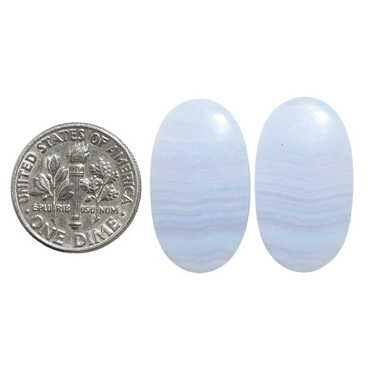 Blue Lace Agate Pair 13.4x23.5x4.5 mm Oval Shape Polished Gemstone LS89-07748