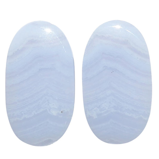 Blue Lace Agate Pair 13.3x23.6x4.5 mm Oval Shape Polished Gemstone LS89-07749