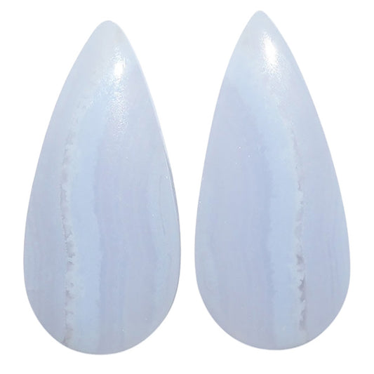 Blue Lace Agate Pair 12.3x26.5x4.5 mm Pear Shape Polished Gemstone LS89-07750