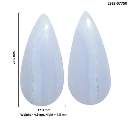 Blue Lace Agate Pair 12.3x26.5x4.5 mm Pear Shape Polished Gemstone LS89-07750