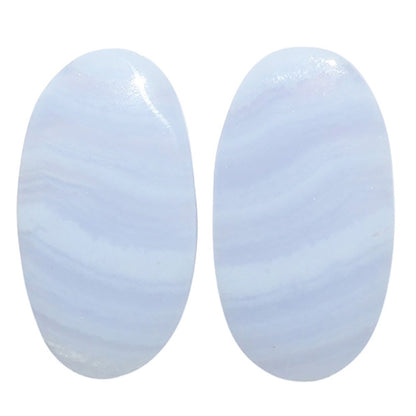 Blue Lace Agate Pair 13x23.5x4.5 mm Oval Shape Polished Gemstone LS89-07751