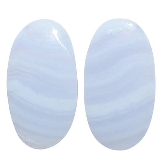Blue Lace Agate Pair 13x23.5x4.5 mm Oval Shape Polished Gemstone LS89-07751