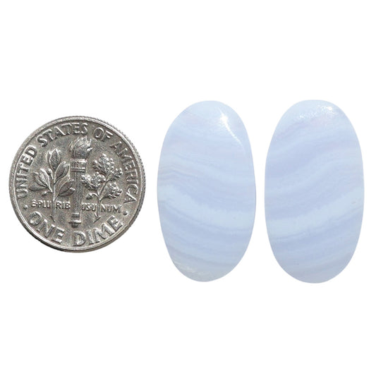 Blue Lace Agate Pair 13x23.5x4.5 mm Oval Shape Polished Gemstone LS89-07751