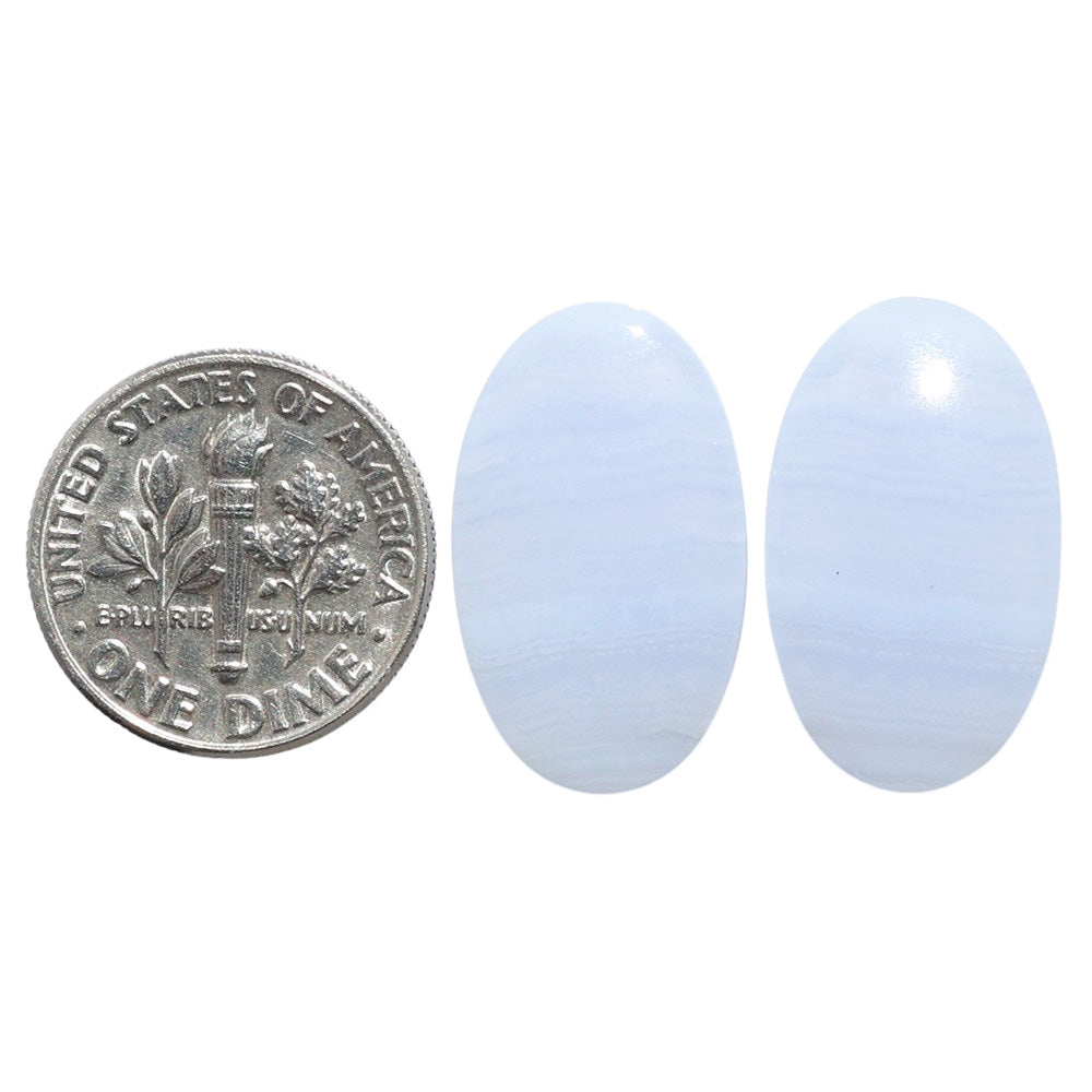 Blue Lace Agate Pair 12.8x21.3x4 mm Oval Shape Polished Gemstone LS89-07752