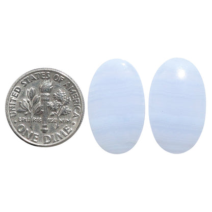 Blue Lace Agate Pair 12.8x21.3x4 mm Oval Shape Polished Gemstone LS89-07752