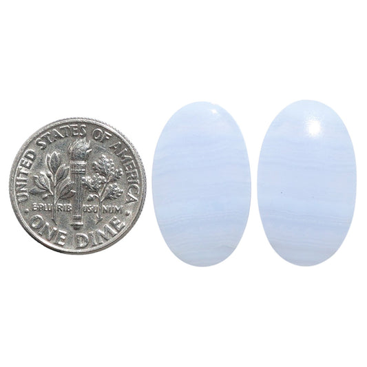 Blue Lace Agate Pair 12.8x21.3x4 mm Oval Shape Polished Gemstone LS89-07752