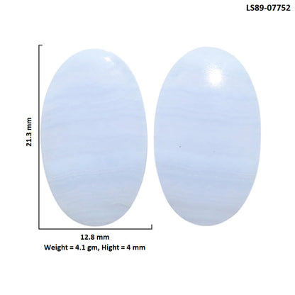 Blue Lace Agate Pair 12.8x21.3x4 mm Oval Shape Polished Gemstone LS89-07752