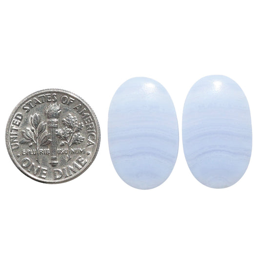 Blue Lace Agate Pair 13.1x21x4.5 mm Oval Shape Polished Gemstone LS89-07753