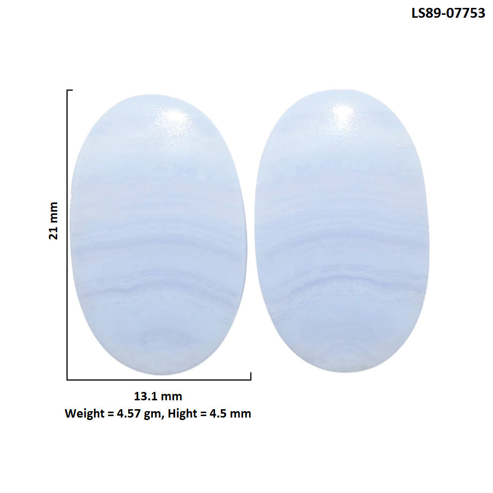 Blue Lace Agate Pair 13.1x21x4.5 mm Oval Shape Polished Gemstone LS89-07753