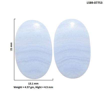 Blue Lace Agate Pair 13.1x21x4.5 mm Oval Shape Polished Gemstone LS89-07753