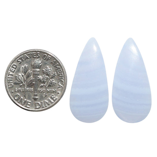 Blue Lace Agate Pair 11.1x24x4.4 mm Pear Shape Polished Gemstone LS89-07754