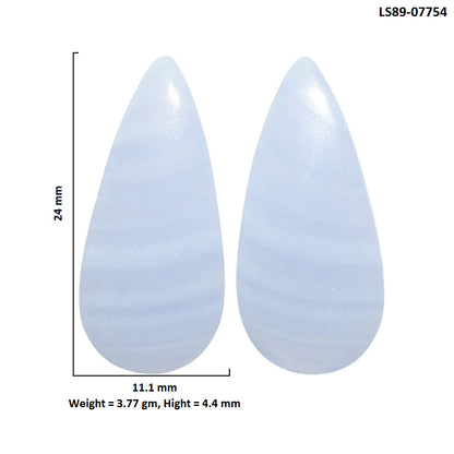 Blue Lace Agate Pair 11.1x24x4.4 mm Pear Shape Polished Gemstone LS89-07754