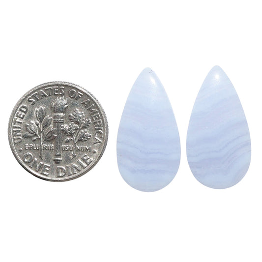 Blue Lace Agate Pair 11.3x21.7x4.7 mm Pear Shape Polished Gemstone LS89-07755