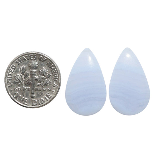 Blue Lace Agate Pair 13x21.1x4 mm Pear Shape Polished Gemstone LS89-07756
