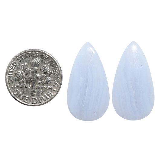 Blue Lace Agate Pair 13.2x24.3x4 mm Pear Shape Polished Gemstone LS89-07758