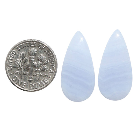 Blue Lace Agate Pair 11.5x23.8x4 mm Pear Shape Polished Gemstone LS89-07759