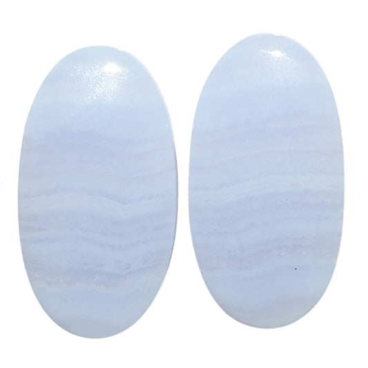 Blue Lace Agate Pair 11x20.4x4.6 mm Oval Shape Polished Gemstone LS89-07760