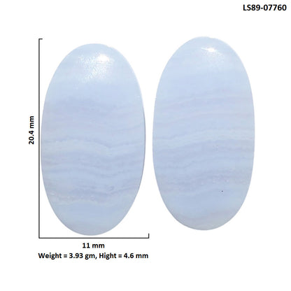 Blue Lace Agate Pair 11x20.4x4.6 mm Oval Shape Polished Gemstone LS89-07760
