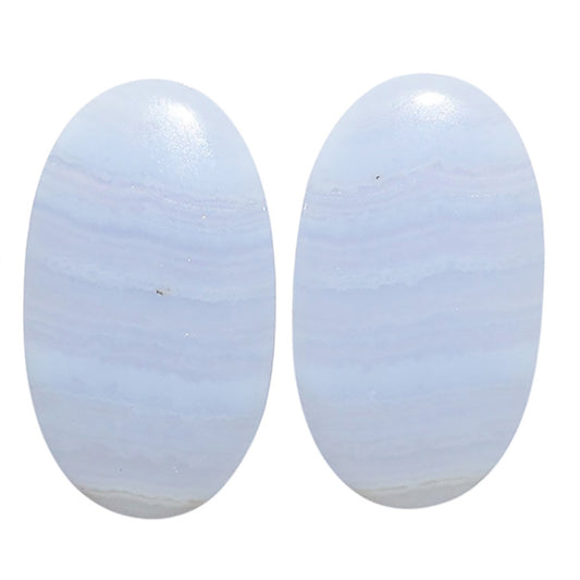 Blue Lace Agate Pair 13x22.5x4.5 mm Oval Shape Polished Gemstone LS89-07761