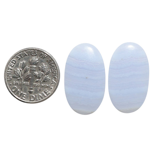 Blue Lace Agate Pair 13x22.5x4.5 mm Oval Shape Polished Gemstone LS89-07761