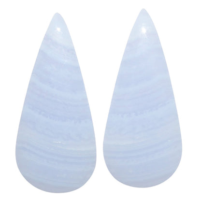 Blue Lace Agate Pair 13.1x29.3x4.7 mm Pear Shape Polished Gemstone LS89-07763