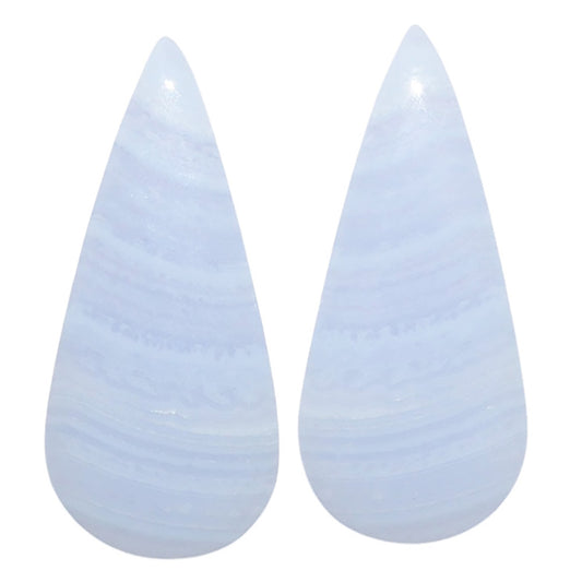 Blue Lace Agate Pair 13.1x29.3x4.7 mm Pear Shape Polished Gemstone LS89-07763