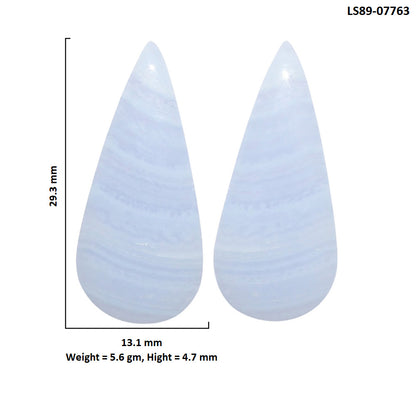 Blue Lace Agate Pair 13.1x29.3x4.7 mm Pear Shape Polished Gemstone LS89-07763