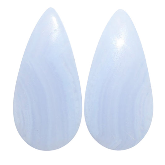 Blue Lace Agate Pair 14.1x29.25x4.3 mm Pear Shape Polished Gemstone LS89-07764