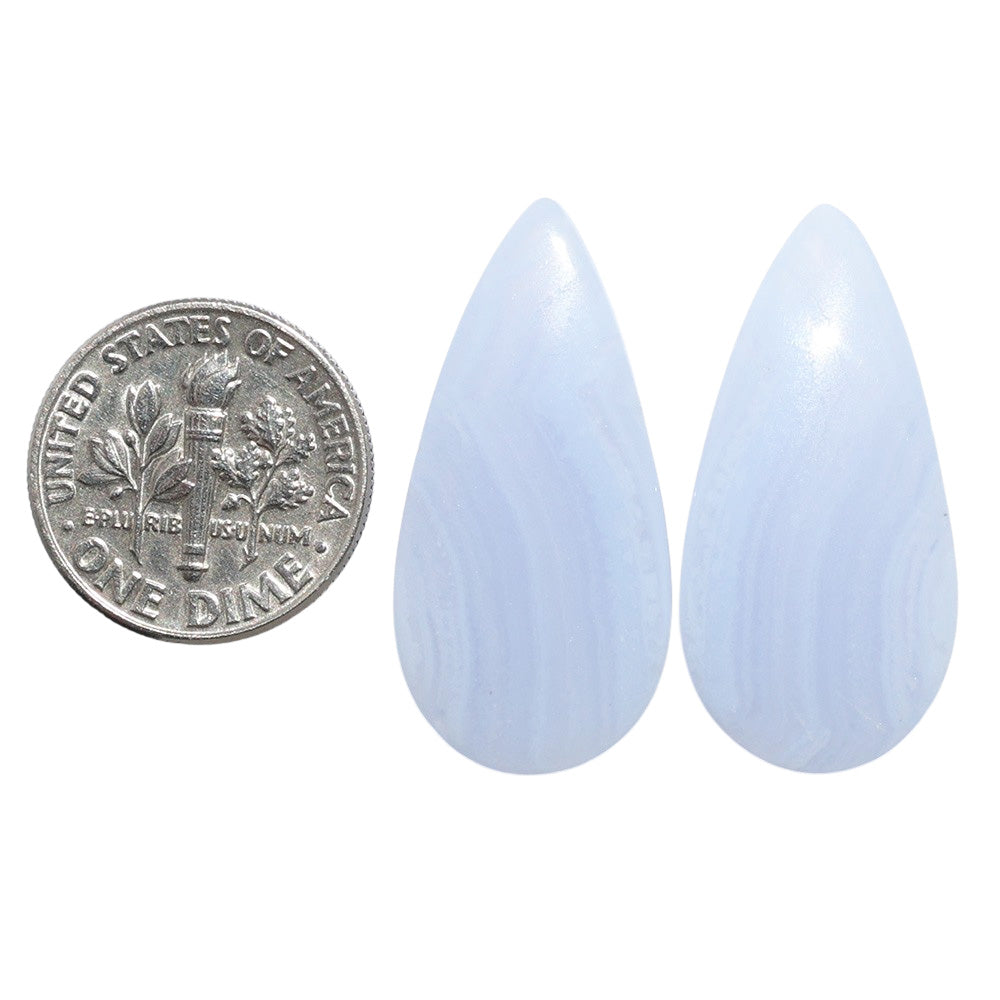 Blue Lace Agate Pair 14.1x29.25x4.3 mm Pear Shape Polished Gemstone LS89-07764