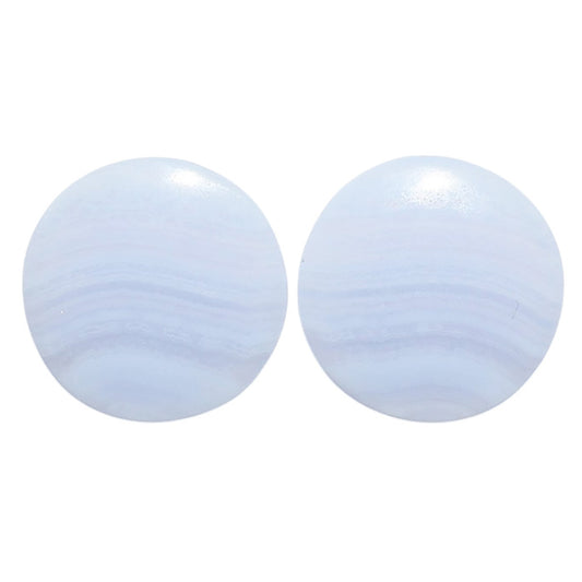 Blue Lace Agate Pair 18.5x18.5x4 mm Round Shape Polished Gemstone LS89-07765